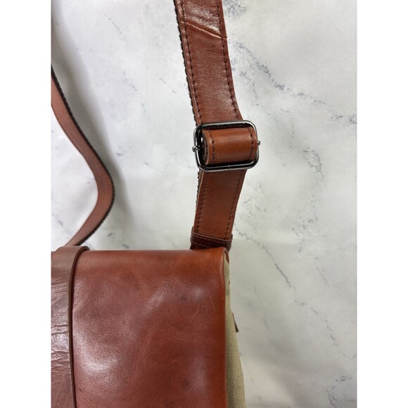 DUDU Vera Pelle Leather Canvas Crossbody Messenger Bag Postman Handbag Brown - Picture 15 of 16